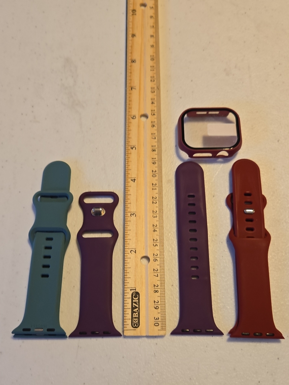 APPLE Silicone Replacement Watchbands Teal, Purple, Maroon set of 3 ALL (S/M) #5